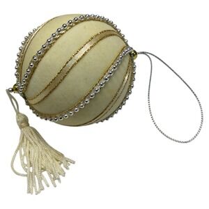 Vintage Avon 2001 Radiant Holiday Ornament Ivory Christmas Ball